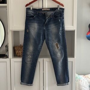 Zara Distressed Dark Blue Boyfriend Jeans
